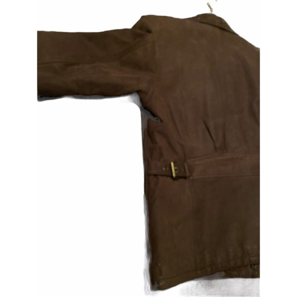St Johns Womens Jacket L Brown Geniune Suede Leather Zip Front Lined Coat - Picture 7 of 10